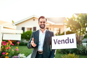 Vendeur examinant des documents pour une vente immobilière entre particuliers