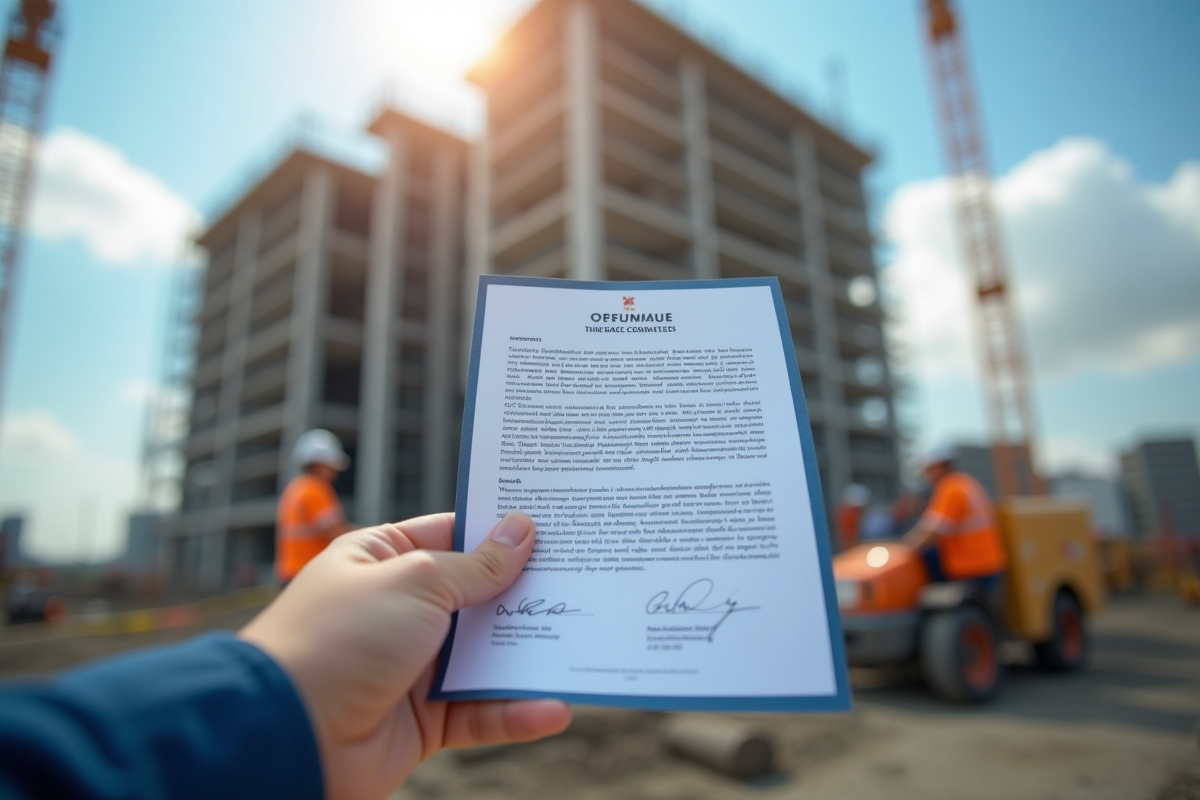 Chef de chantier tenant un certificat d