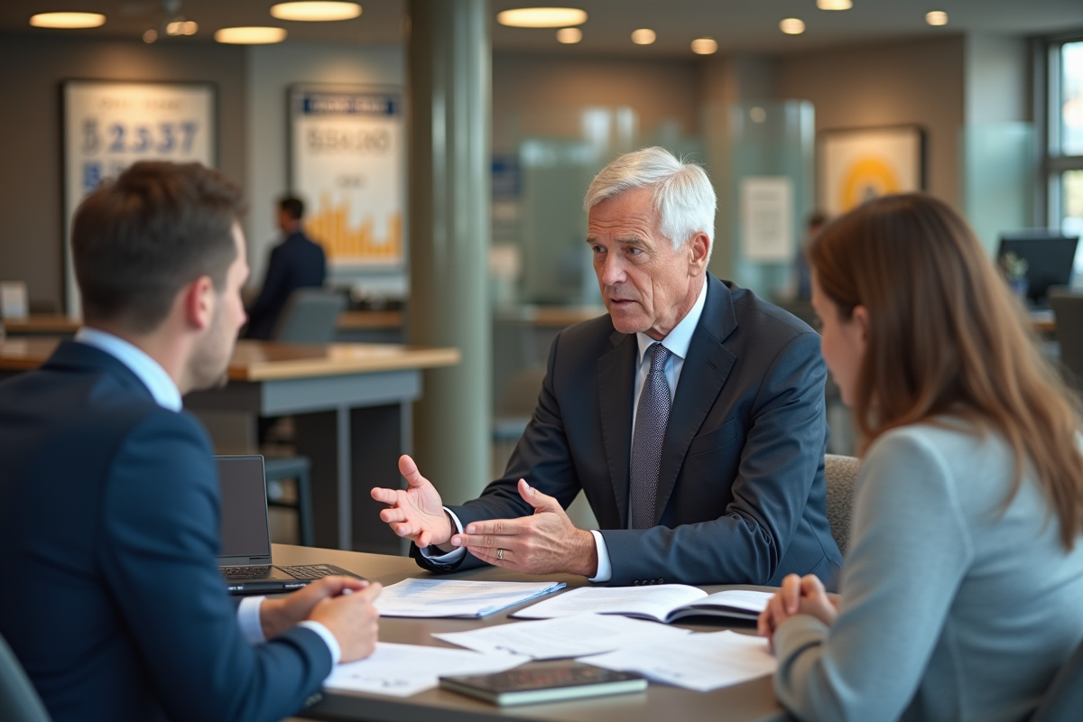 Conseiller bancaire expliquant le calcul des intérêts hypothécaires