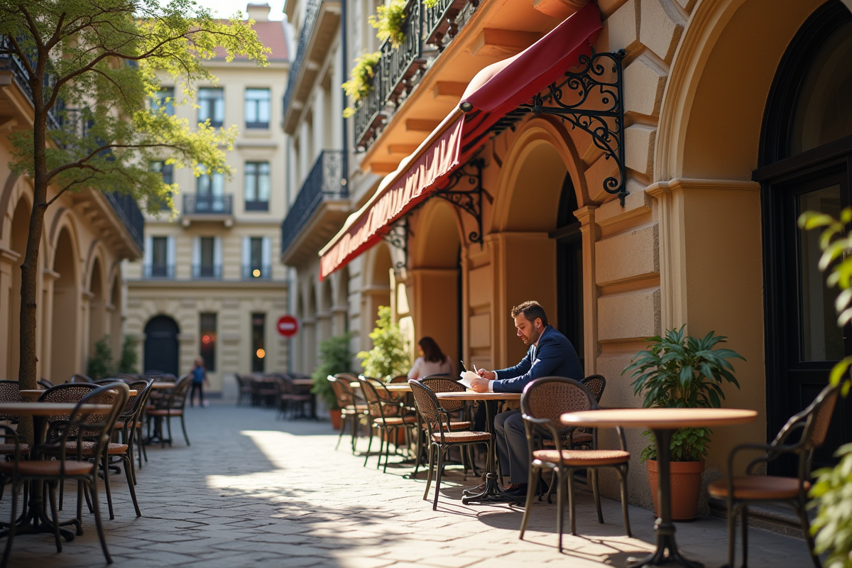 Façade historique avec détails architecturaux en lumière douce