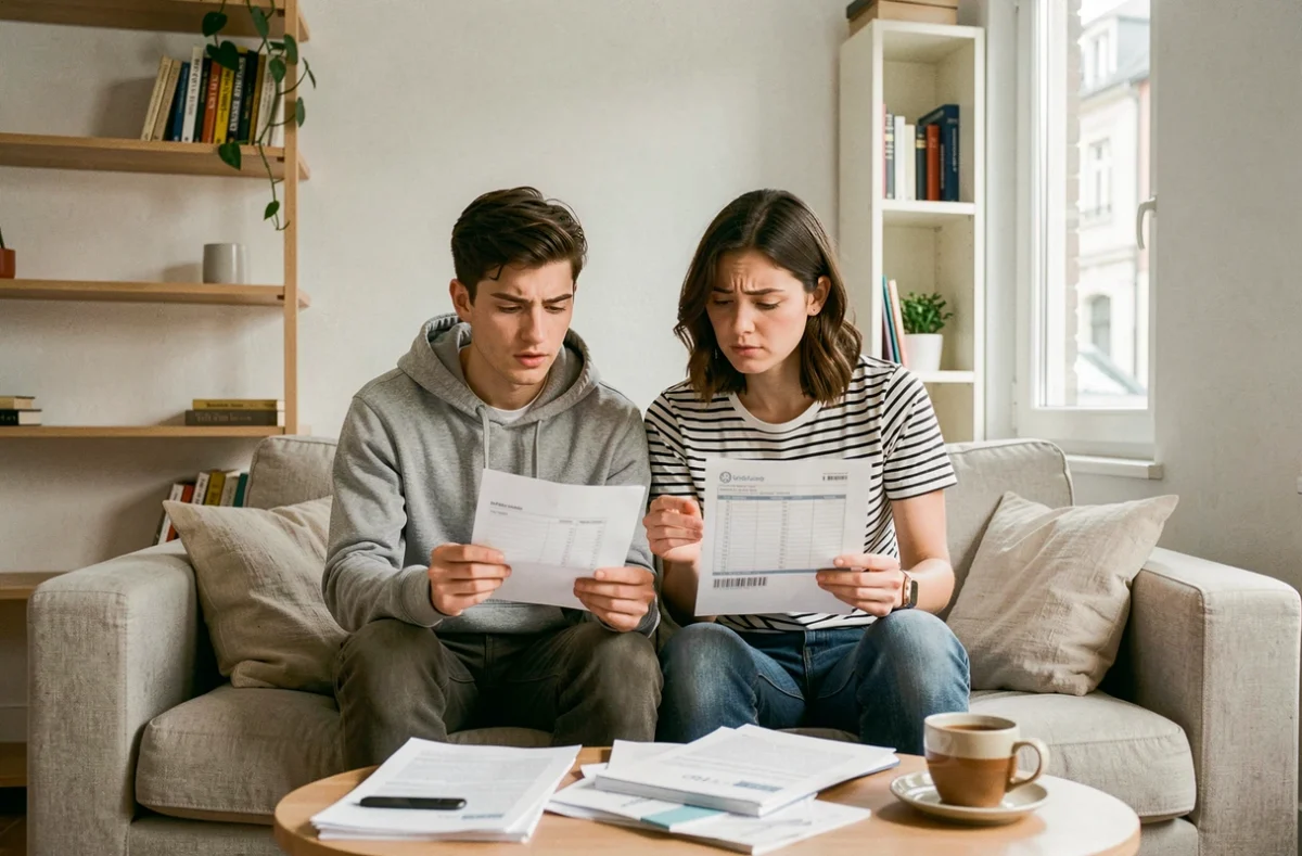 Jeune couple étudiant leur budget pour souscrire une assurance habitation à Cachan