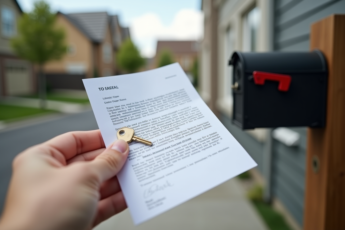 Main tenant une clé avec une lettre dans la boîte aux lettres