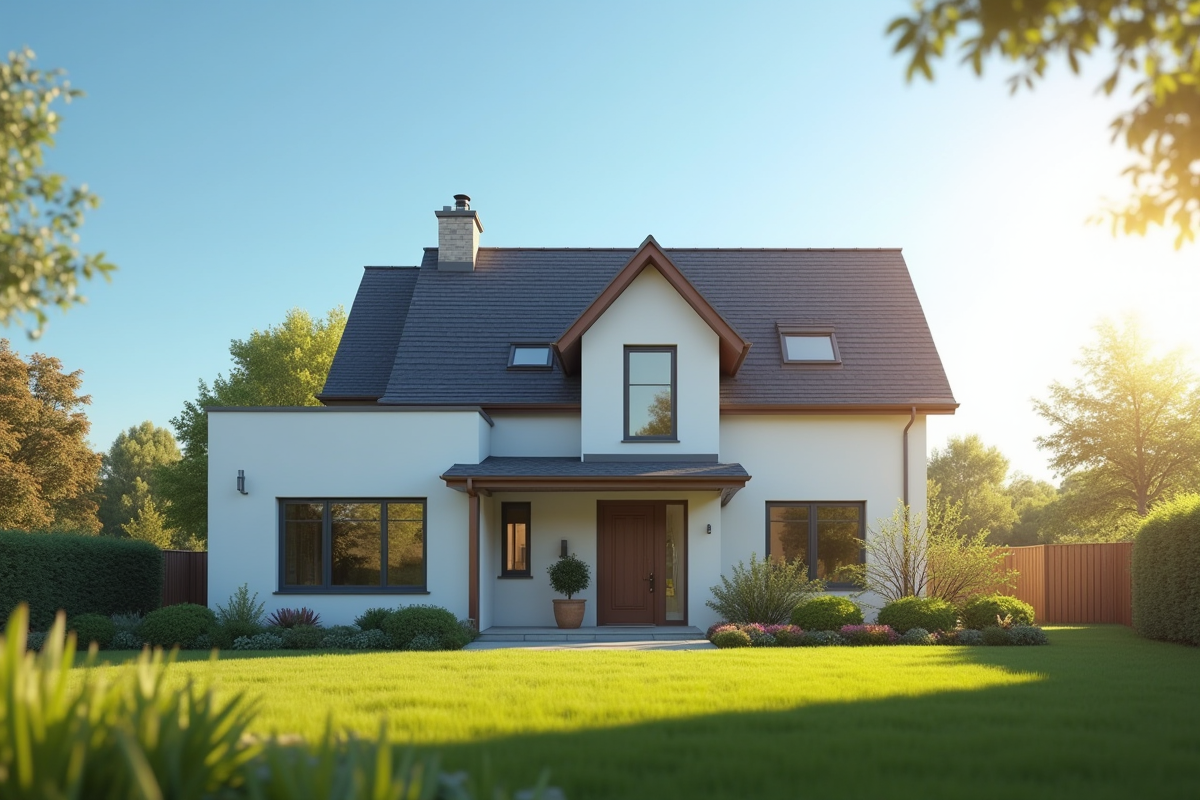 Maison moderne en extérieur dans un quartier paisible