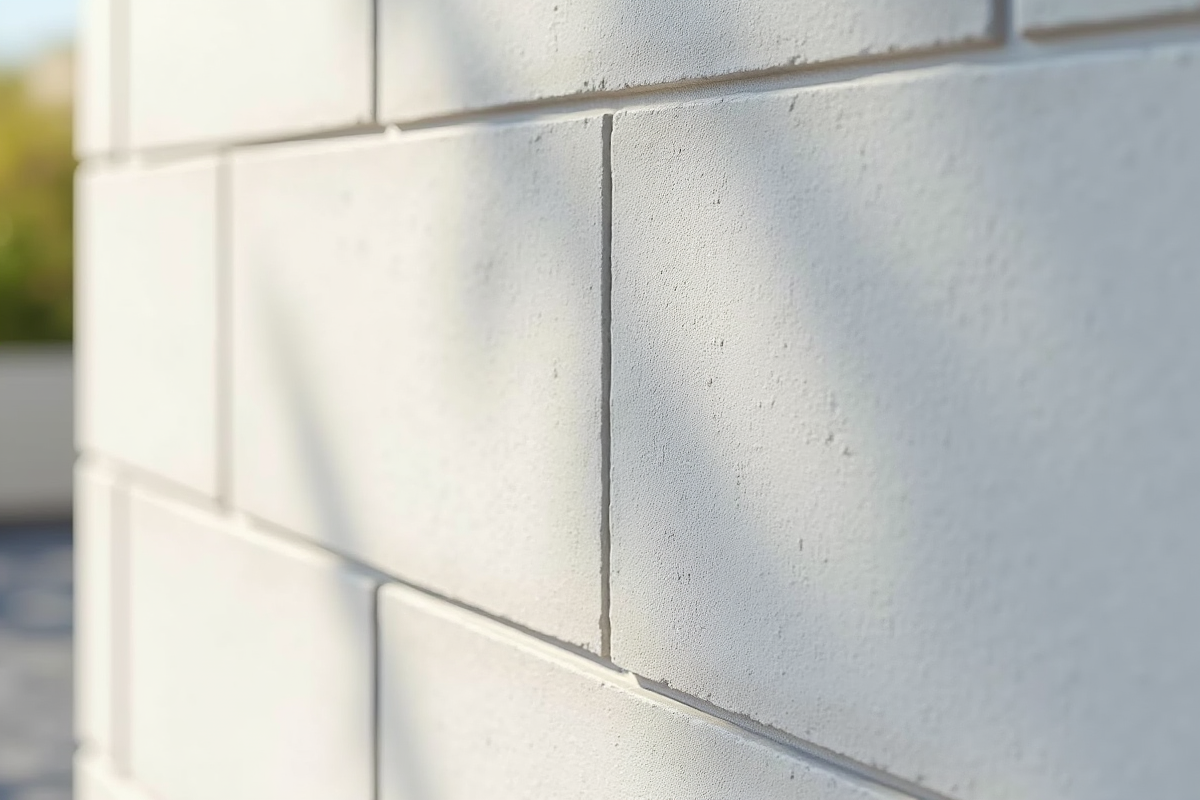Mur en béton extérieur fraîchement enduit avec finition lisse