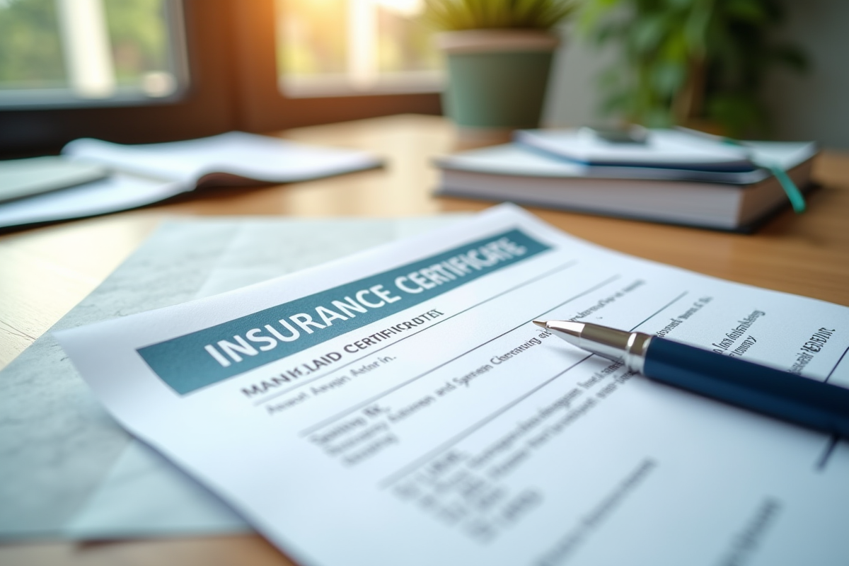 Intérieur moderne avec papiers officiels et assurance visible