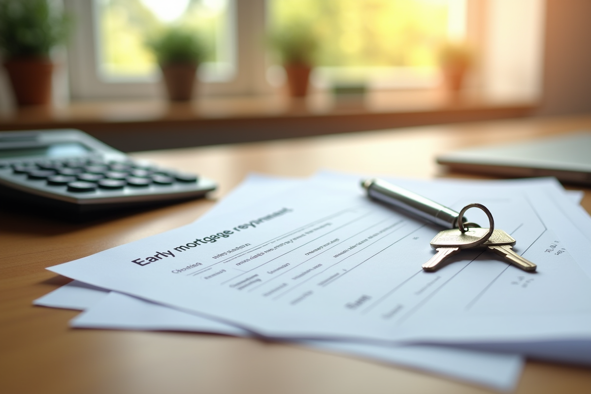 Papiers financiers et clés de maison sur une table en lumière naturelle