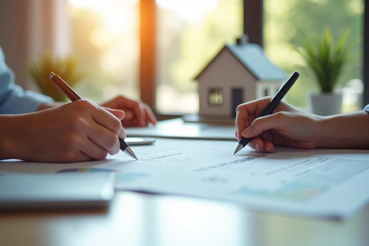 Personne remplissant un formulaire de permis de construire au bureau