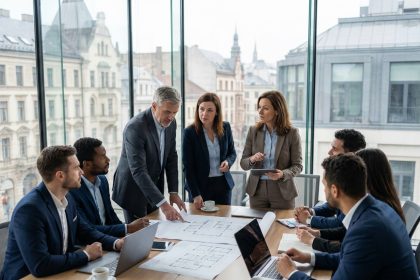 Groupe de professionnels de l'immobilier en r&eacute;union