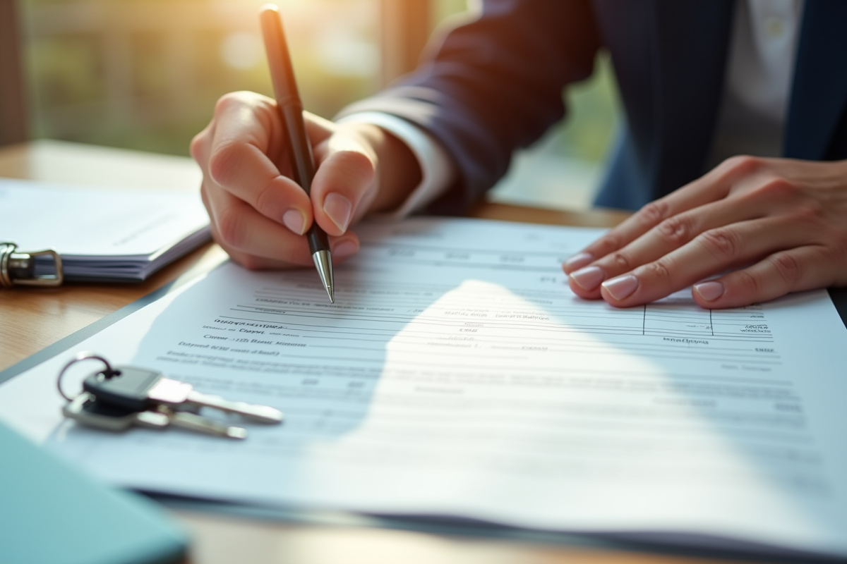 Main signant un contrat immobilier avec clés